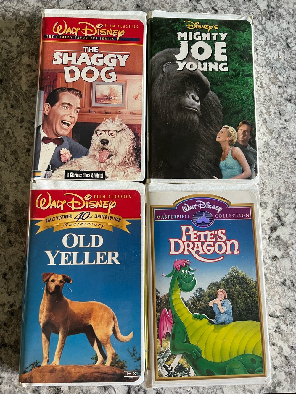 Vintage Y2K Disney VHS Lot - Pete’s Dragon, Old Yeller, Shaggy Dog, Mighty Joe
